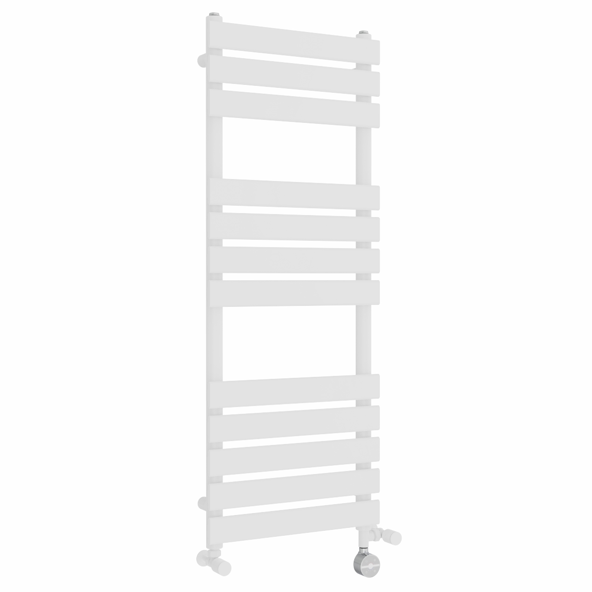 Juva 1200 x 450mm Dual Fuel White Flat Panel Thermostatic Touch Control Electric Heated Towel Rail