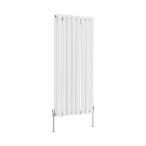 Voss 1200 x 545mm White Double Vertical Round Tube Designer Radiator