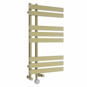 Koli 800 x 450mm Dual Fuel Thermostatic Touch Control Electric Heated Towel Rail - Brushed Brass