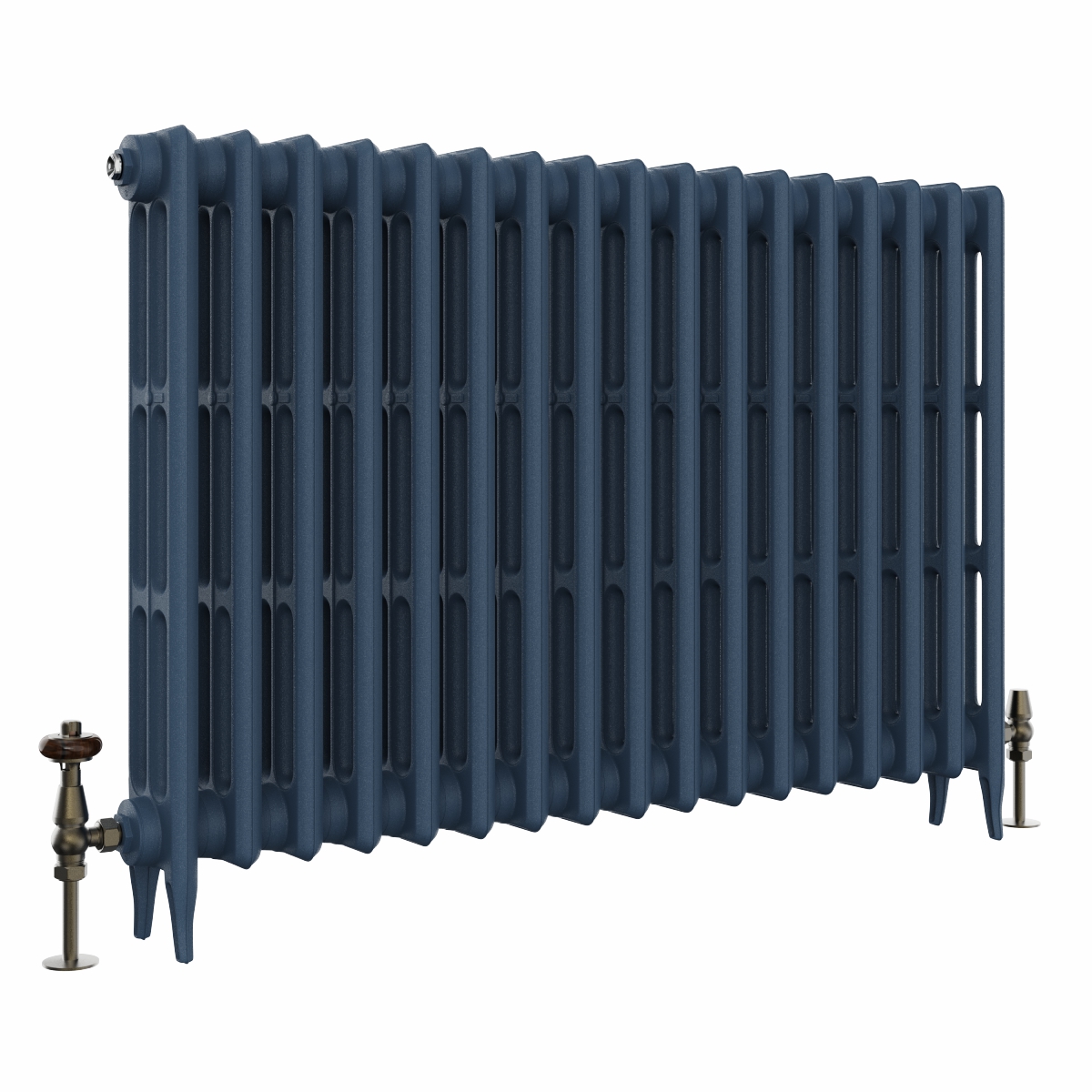Classic  745 x 1088mm Farrow & Ball Hague Blue Triple Column Cast Iron Radiator - 17 Sections