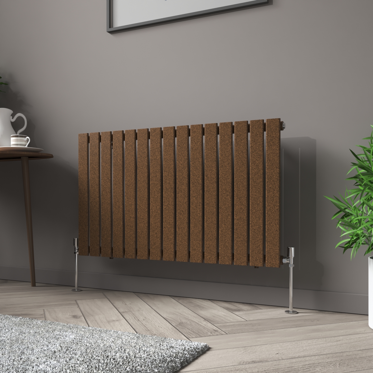 Karlstad 600 x 1022mm Black Copper Single Horizontal Flat Panel Designer Radiator