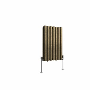 Norden 600 x 414mm Black Gold Double Horizontal Oval Column Designer Radiator