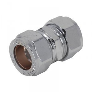 Chrome Compression 15mm Straight Coupling