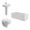 Splash Bathroom Suite with Wall Hung Toilet and Essential Single Ended Bath 1700 x 700mm - Front & End Bath Panel Included