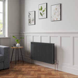 Bern 600 x 1010mm Anthracite Triple Column Horizontal Traditional Radiator