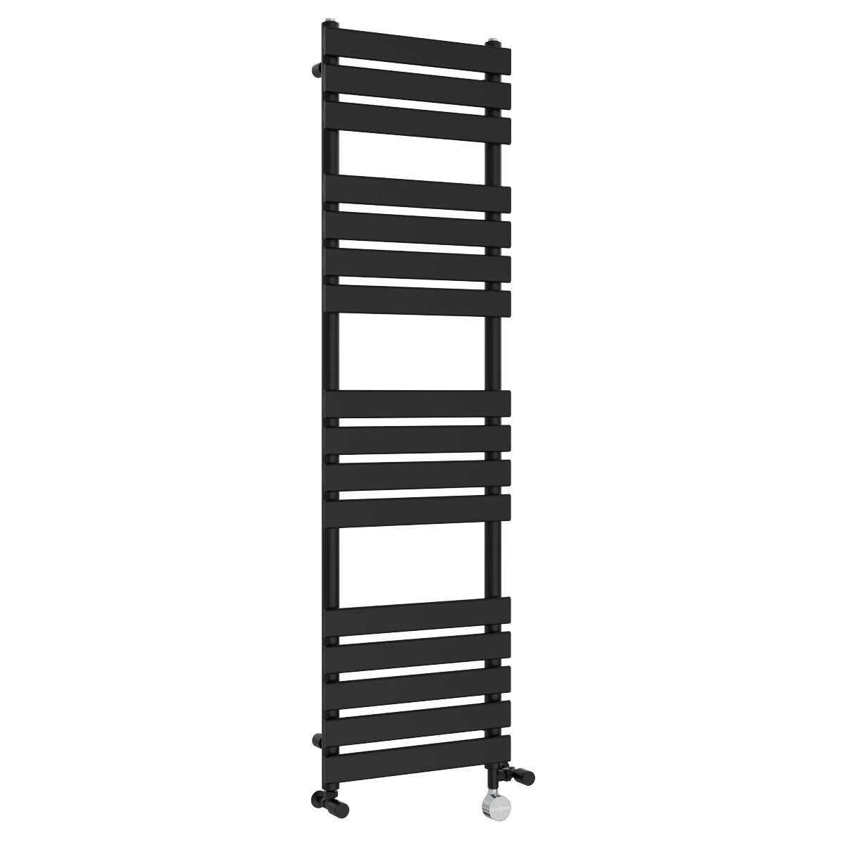 Juva 1600 x 450mm Dual Fuel Satin Black Flat Panel Thermostatic Touch Control Electric Heated Towel Rail
