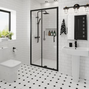 Ennerdale - 1000mm Single Sliding Shower Door - Black