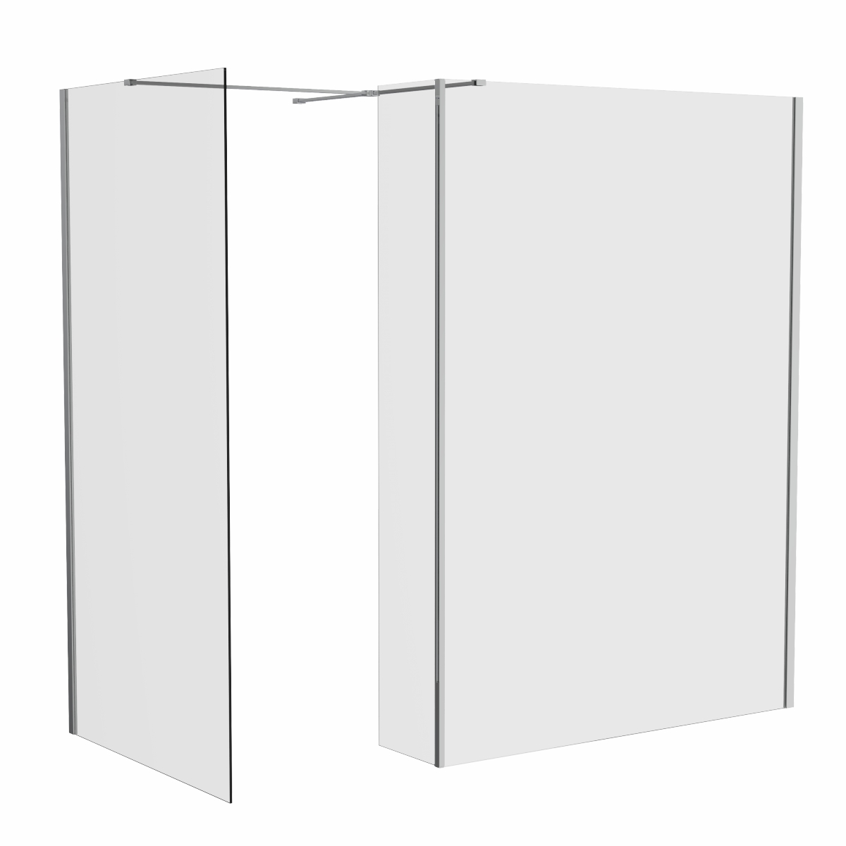 Wasdale 1200mm Wet Room Screen, 1100mm Wet Room Screen with 300mm Wet Room Return Screen - Chrome