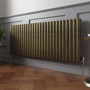Norden 600 x 1594mm Black Gold Double Horizontal Oval Column Designer Radiator