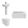 Cordoba Modern Bathroom Suite with Wall Hung Toilet and Essential Single Ended Bath - 1500 x 700mm - Front Bath Panel Included