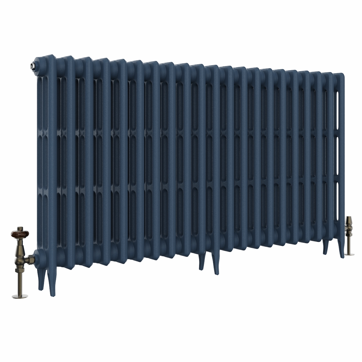 Classic  745 x 1336mm Farrow & Ball Hague Blue Triple Column Cast Iron Radiator - 21 Sections