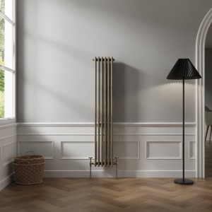 Bern 1500 x 290mm Black Gold Triple Column Vertical Traditional Radiator