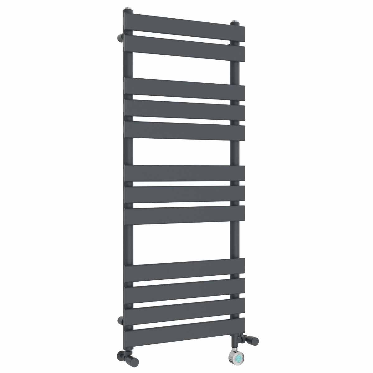 Juva 1200 x 500mm Dual Fuel Sand Grey Flat Panel Thermostatic Touch Control Electric Heated Towel Rail