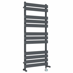 Juva 1200 x 500mm Dual Fuel Sand Grey Flat Panel Thermostatic Touch Control Electric Heated Towel Rail