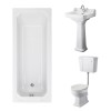 Wellington Low Level Comfort Height Toilet with Sand Seat & 500mm 1 Tap Hole Basin with 1700 x 700mm Traditional Straight Bath Single Ended