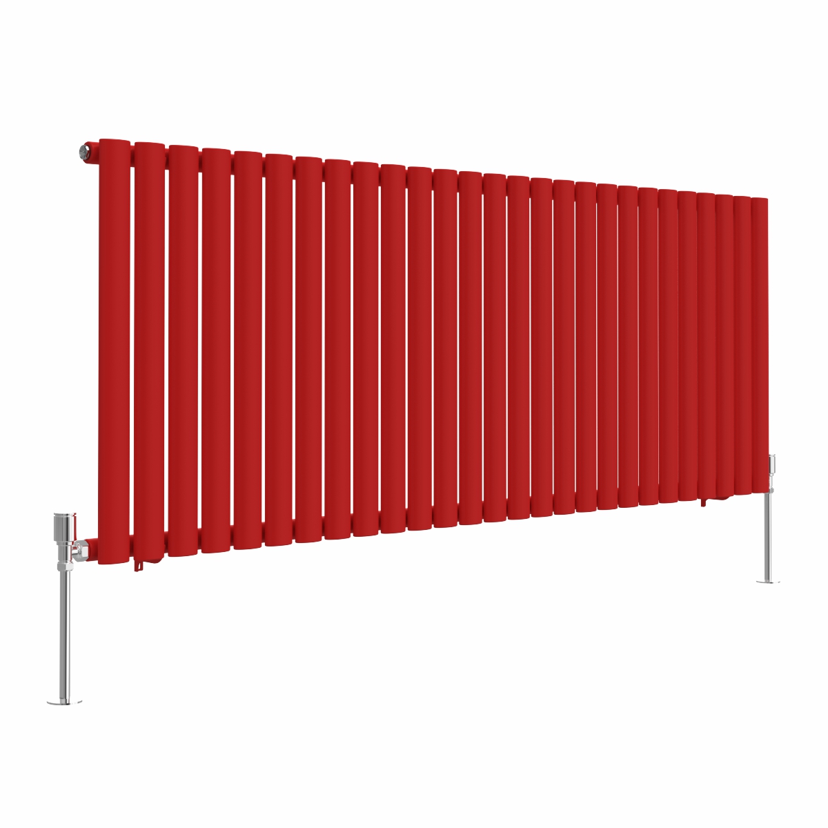 Norden Signal Red Oval Column Horizontal Designer Radiator - Choice of Size
