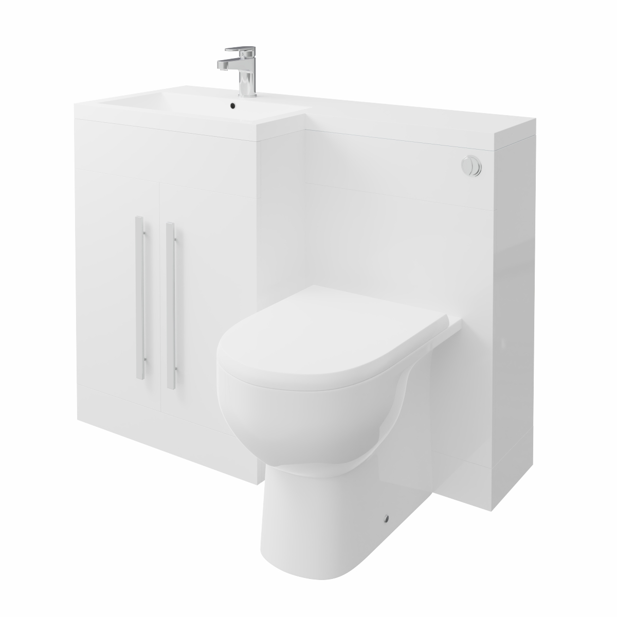 Calm White Left Hand Combination Vanity Unit with RAK-Tonique Toilet & Soft Close Seat & Concealed Cistern - 1100mm