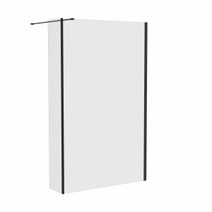 Wasdale 1200mm Wet Room Screen with 200mm Hinged Wet Room Return Screen - Black