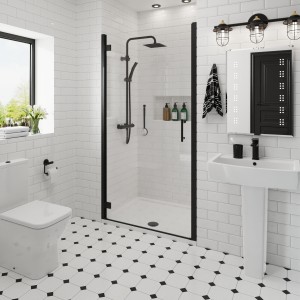 Ennerdale - 900mm Hinged Shower Door - Black