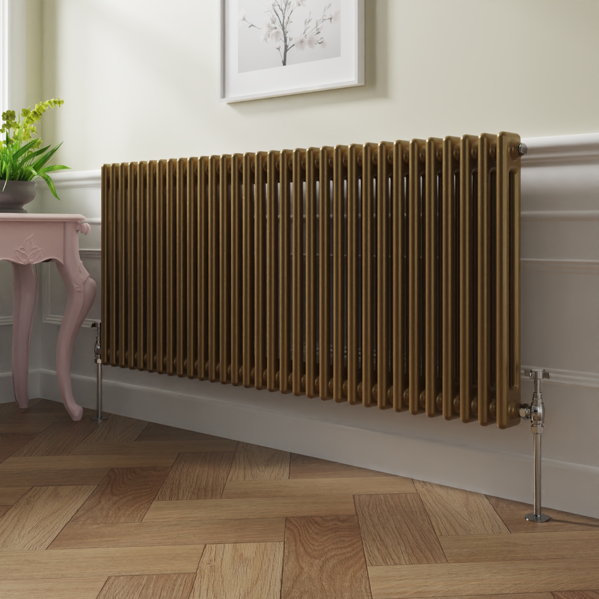 Bern 600 x 1460mm Metallic Gold Double Horizontal Column Radiator