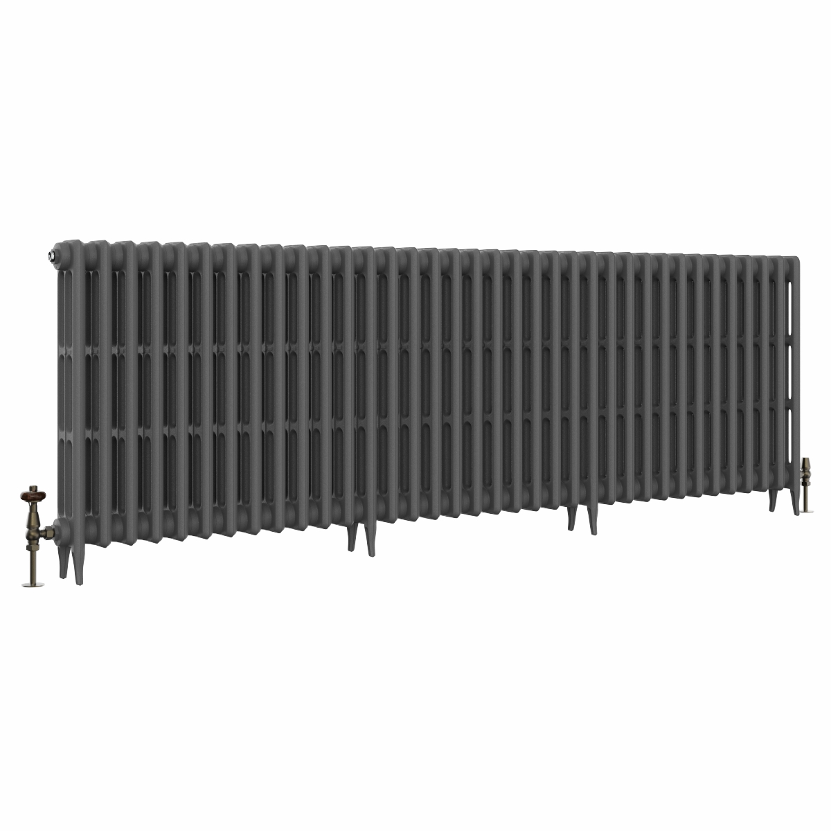Classic  745 x 2266mm Farrow & Ball Railings Grey Triple Column Cast Iron Radiator - 36 Sections