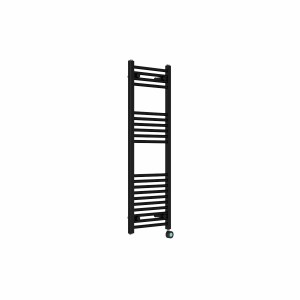 Bergen 1200 x 400mm Straight Black Thermostatic Touch Control Wifi Electric Heated Towel Rail