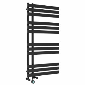 Koli 1200 x 600mm Dual Fuel Black Thermostatic Touch Control Electric Wifi Heated Towel Rail