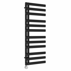 Kongsberg 1200 x 450mm Black Thermostatic Touch Control Electric Towel Rail