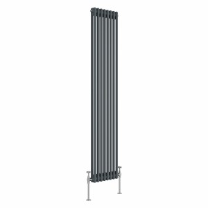 Bern 1800 x 380mm Anthracite Double Column Vertical Traditional Radiator
