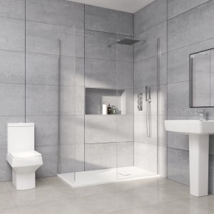 Wasdale 800mm Wet Room Screen with 800mm Wet Room Screen - Chrome