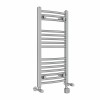 Fjord 800 x 400mm Dual Fuel Curved Chrome Thermostatic Electric Heated Towel Rail