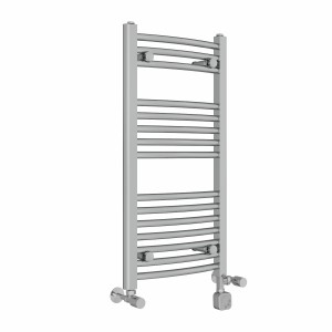 Fjord 800 x 400mm Dual Fuel Curved Chrome Thermostatic Electric Heated Towel Rail