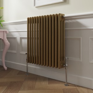 Bern 600 x 605mm Metallic Gold Triple Horizontal Column Radiator