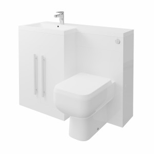 Calm White Left Hand Combination Vanity Unit with RAK-Series 600 Toilet & Soft Close Seat & Concealed Cistern - 1100mm