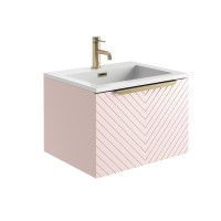 Imperio Paris - Bathroom Wall Hung Vanity Unit Basin and Cabinet 600mm - Pink