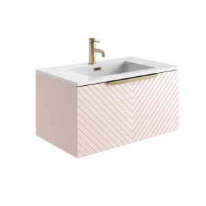 Imperio Paris - Bathroom Wall Hung Vanity Unit Basin and Cabinet 800mm - Pink