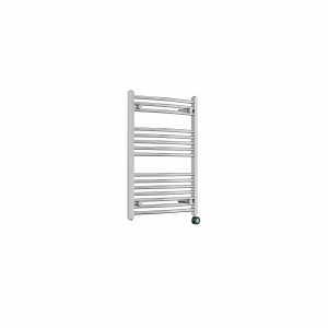 Fjord 800 x 600mm Curved Chrome Thermostatic Touch Control Wifi Electric Heated Towel Rail