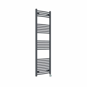 Fjord 1600 x 500mm Curved Anthracite Thermostatic Touch Control Electric Heated Towel Rail