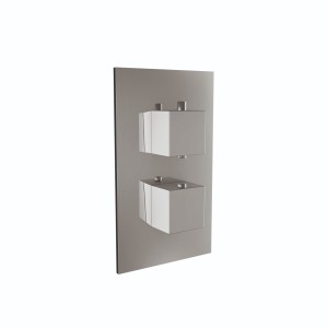 Beauly Twin Square Handle Concealed Valve with Diverter, 2 Outlet Chrome