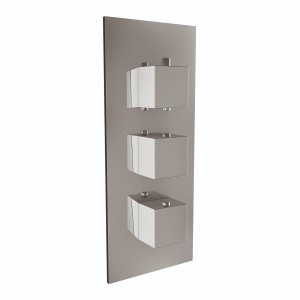 Beauly Triple Square Handle Concealed Valve with Diverter, 3 Outlet Chrome