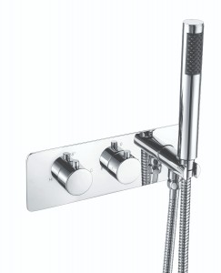 Thurso Modern Round Twin Diverter Thermostatic Shower Valve with Hand Shower Chrome