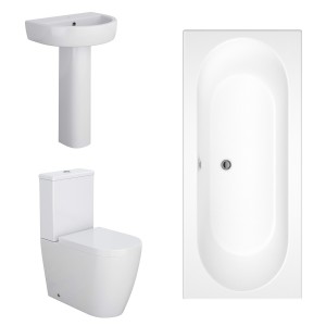 Cordoba Modern Bathroom Suite with Double Ended Bath - Choice of Sizes 