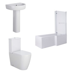 Cordoba Modern Bathroom Suite with L-Shape Shower Bath - Right Hand - 1500mm