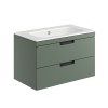 Rydal 800mm Wall Hung Vanity with Black Handles & Basin - Reed Green