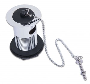 Chrome Slotted Basin Waste with Rubber Plug and Chain