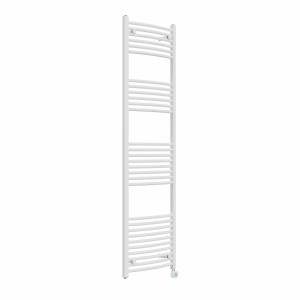 Fjord 1800 x 500mm Curved White Thermostatic Touch Control Electric Heated Towel Rail