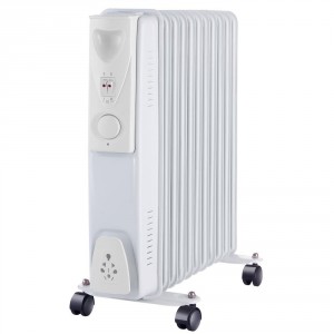 Garmo 600 x 500mm White Portable 11 Fin Oil Filled Electric Radiator - 2500W