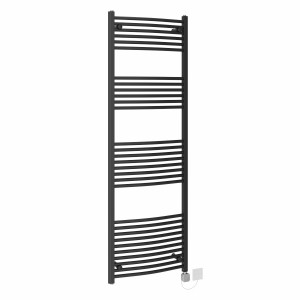 Fjord 1800 x 600mm Curved Black HEC Thermostatic Electric Heated Towel Rail
