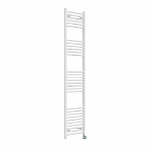 Fjord 1800 x 400mm Curved White Thermostatic Touch Control Electric Heated Towel Rail