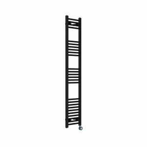 Bergen 1600 x 300mm Straight Black Thermostatic Touch Control Wifi Electric Heated Towel Rail